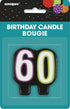 Unique Birthday Cheer 60th Birthday Candle 2.5" x 2"